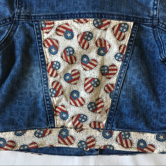 Jeans jacket size 4T 4 patriotic flag hearts coat - Picture 9 of 14